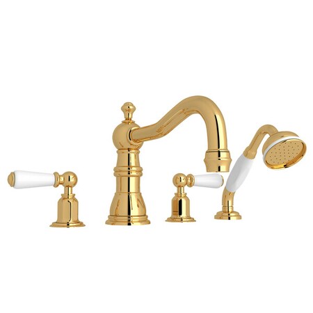 Perrin & Rowe Edwardian 4-Hole Deck Mount Tub Filler With Column Spout U.3745L-EG